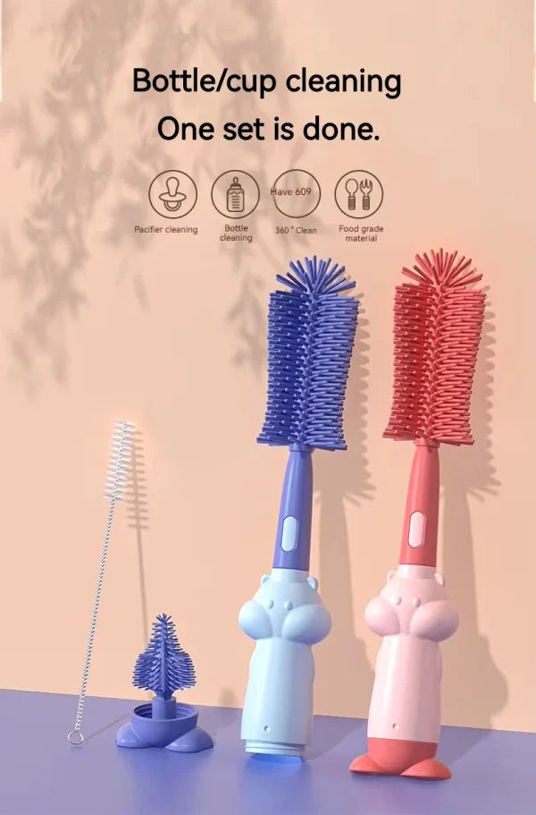3-in-1 Silicone Baby Bottle Cleaning Brush Set – Bottle, Straw & Pacifier Scrubber