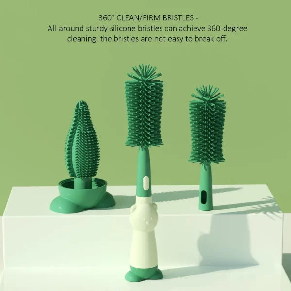 3-in-1 Silicone Baby Bottle Cleaning Brush Set – Bottle, Straw & Pacifier Scrubber
