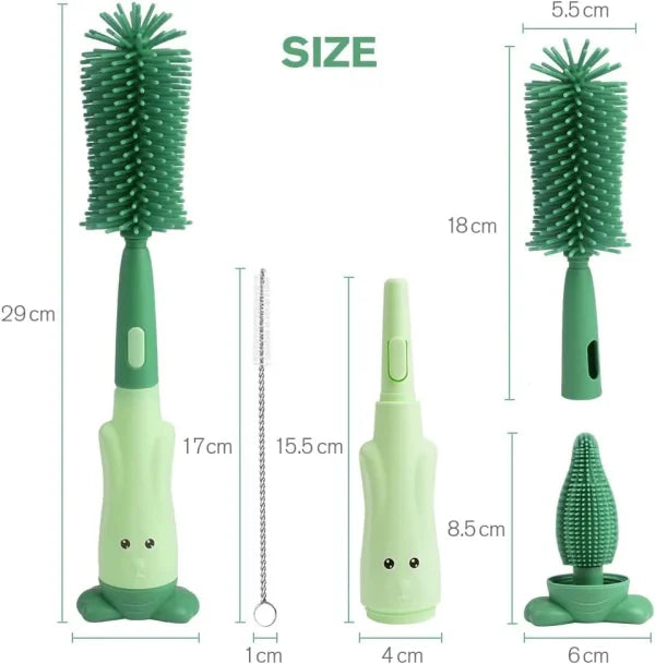 3-in-1 Silicone Baby Bottle Cleaning Brush Set – Bottle, Straw & Pacifier Scrubber