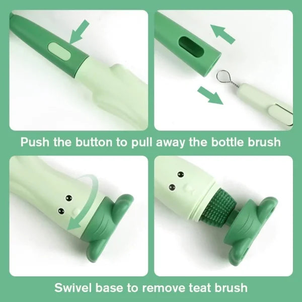 3-in-1 Silicone Baby Bottle Cleaning Brush Set – Bottle, Straw & Pacifier Scrubber