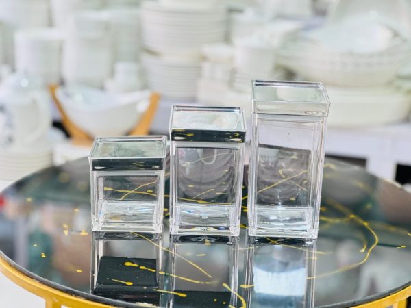 3-Piece Transparent Acrylic Jar Set – Durable & Stylish Storage