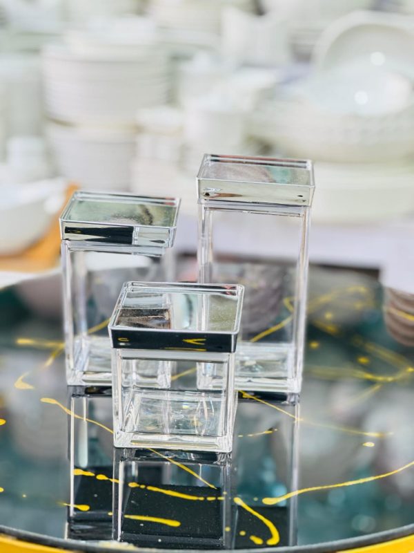 3-Piece Transparent Acrylic Jar Set – Durable & Stylish Storage