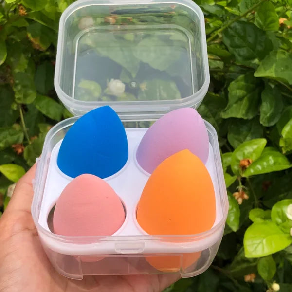 Beauty Blender 4 Pcs Set with Holder | Soft Makeup Sponge for Flawless Blendin