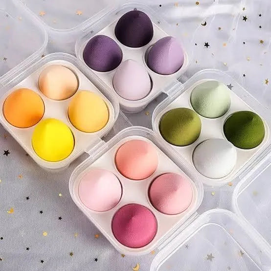 Beauty Blender 4 Pcs Set with Holder | Soft Makeup Sponge for Flawless Blendin
