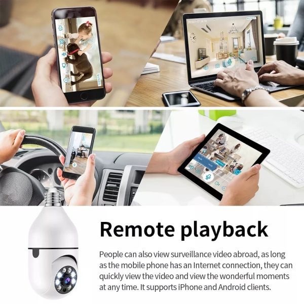 1080P WiFi Bulb Camera – 360° Panoramic View, Night Vision, Full HD Home Security CCTV