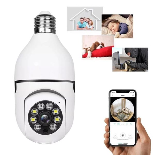 1080P WiFi Bulb Camera – 360° Panoramic View, Night Vision, Full HD Home Security CCTV