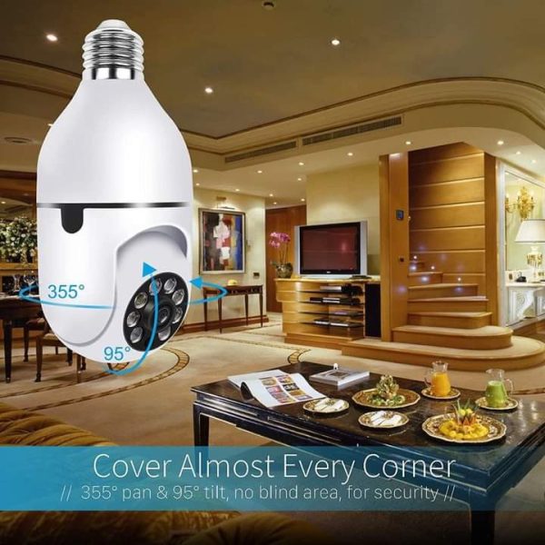 1080P WiFi Bulb Camera – 360° Panoramic View, Night Vision, Full HD Home Security CCTV