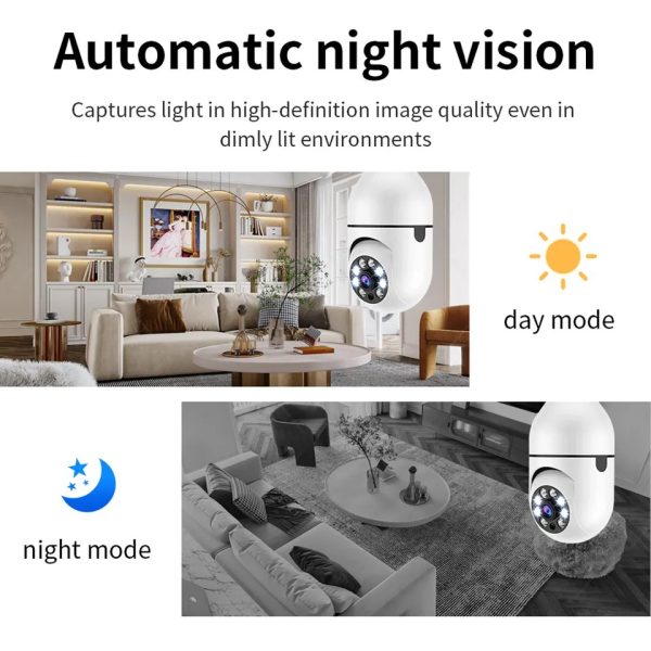1080P WiFi Bulb Camera – 360° Panoramic View, Night Vision, Full HD Home Security CCTV