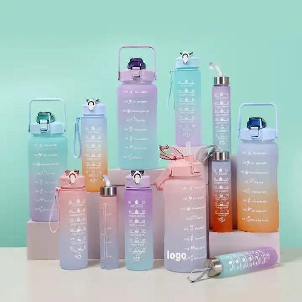 3-Piece Motivational Water Bottle Set – Leakproof & Time Marker