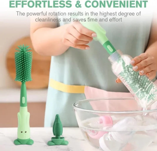 3-in-1 Silicone Baby Bottle Cleaning Brush Set – Bottle, Straw & Pacifier Scrubber