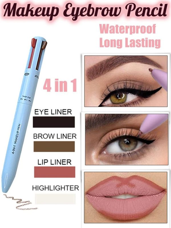 "4-in-1 Waterproof Makeup Pen –EyeBrow, Lip, Highlight & Eye Liner"