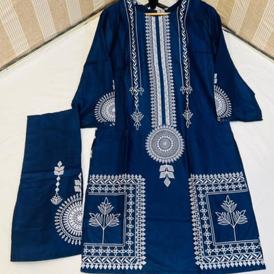 Sapphire Print 2-Piece Suit - Elegant Linen Outfit for Women