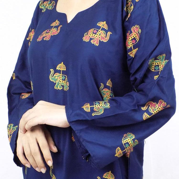 Classic Block Printed Linen Dress – Stylish & Comfortable