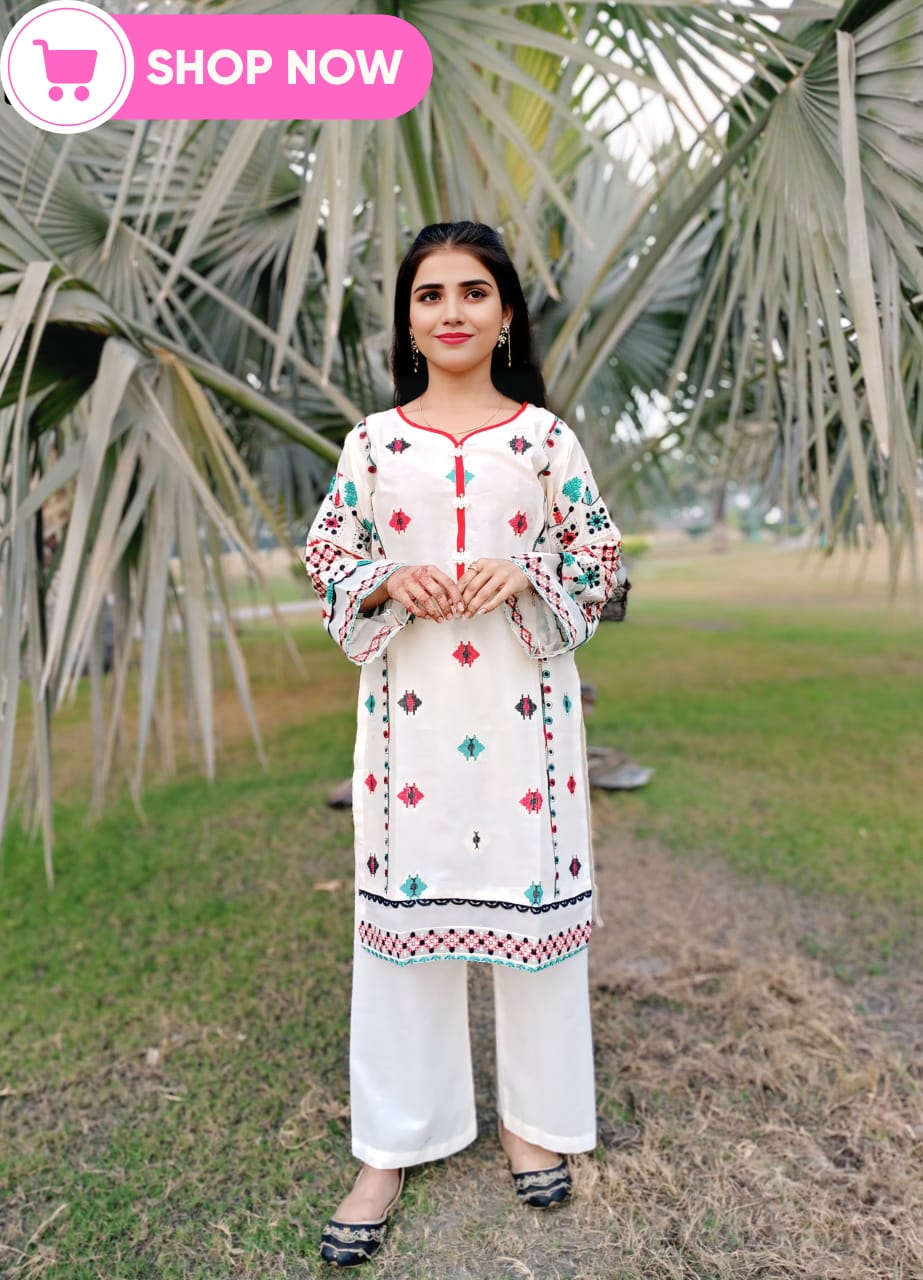 Embroidered Kurti with Trouser – Stylish & Comfortable