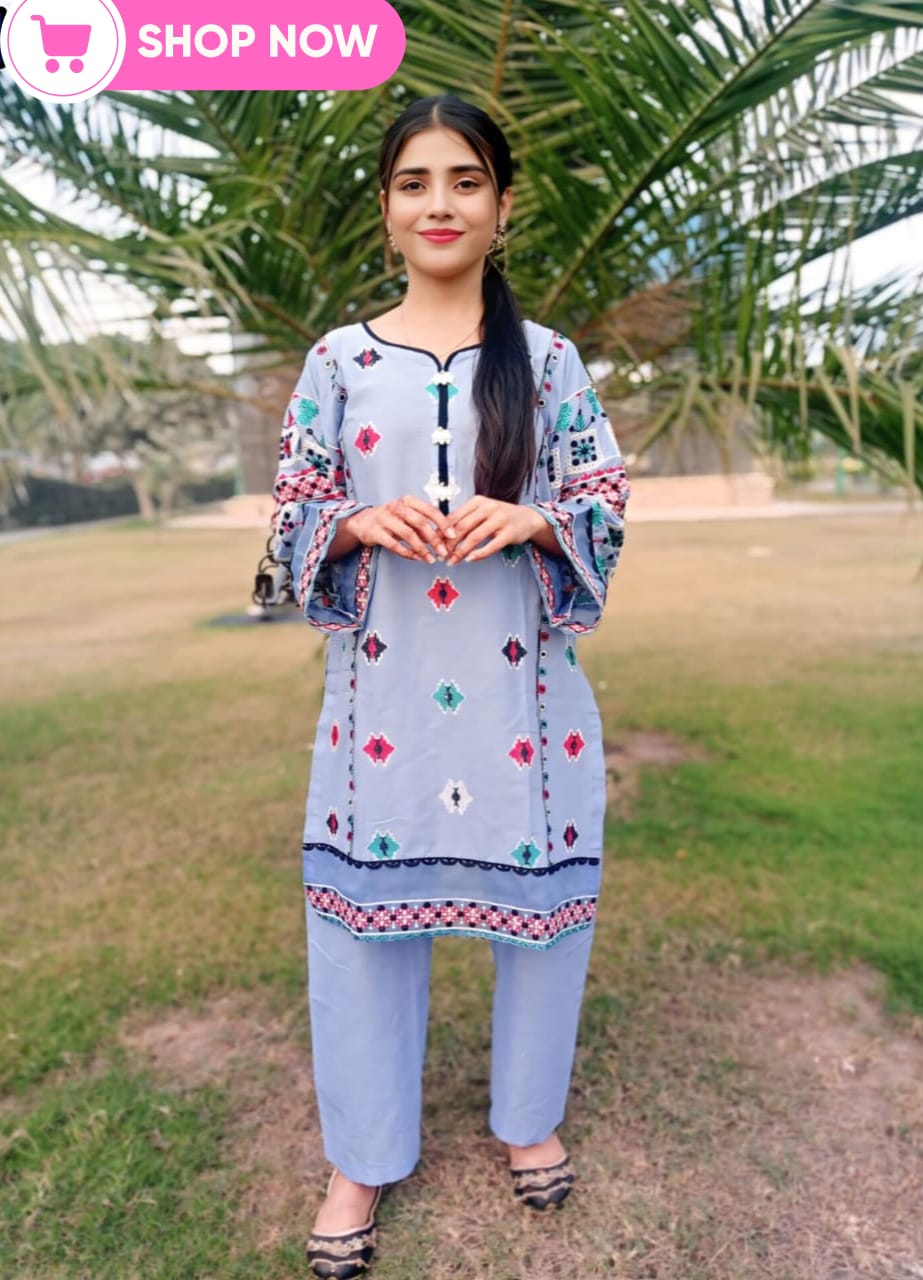 Embroidered Kurti with Trouser – Stylish & Comfortable