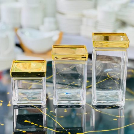 3-Piece Transparent Acrylic Jar Set – Durable & Stylish Storage