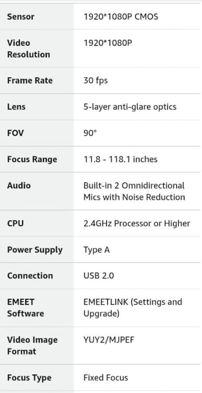 C960 EMEET 1080P HD Webcam with Dual Mics & Privacy Cover