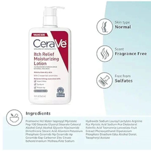 CeraVe Itch Relief Moisturizing Lotion 237ml – Instant Soothing for Dry, Itchy Skin