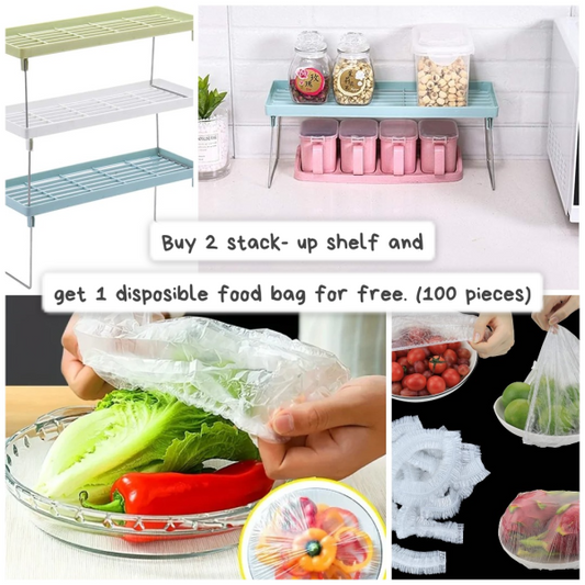 Buy 2 Stack-Up Shelves & Get 100 Disposable Food Bags Free!