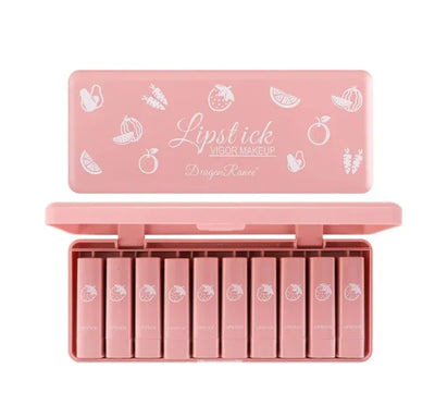 Dragon Ranee 10-Piece Velvet Matte Pink Lipstick Set