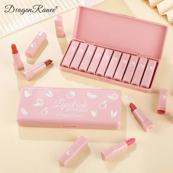 Dragon Ranee 10-Piece Velvet Matte Pink Lipstick Set