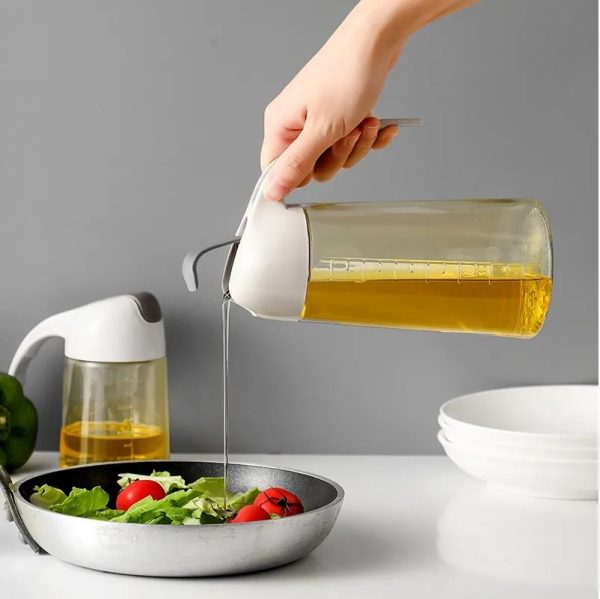 2-in-1 Glass Oil Dispenser Bottle – Pour & Spray (450ml)