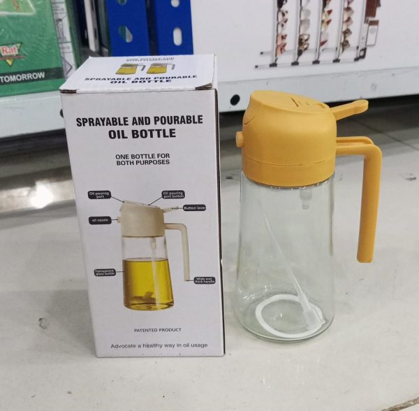 2-in-1 Glass Oil Dispenser Bottle – Pour & Spray (450ml)