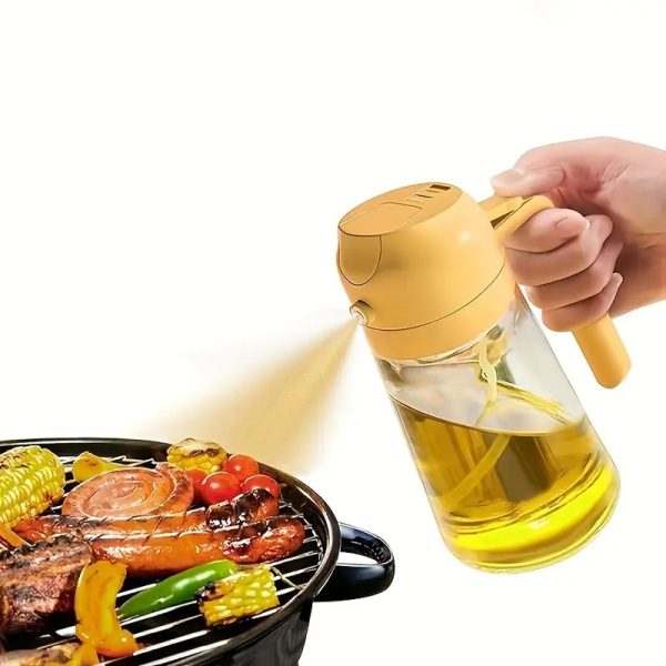 2-in-1 Glass Oil Dispenser Bottle – Pour & Spray (450ml)