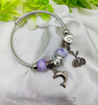 Elegant Dolphin Charm Pandora Bracelet – Purple Accent Jewelry