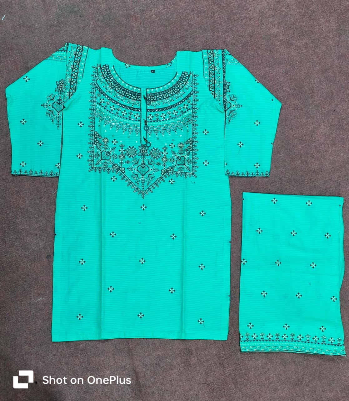 Elegant Hand-Embroidered Cotton Kurti with Dupatta – Traditional & Stylish