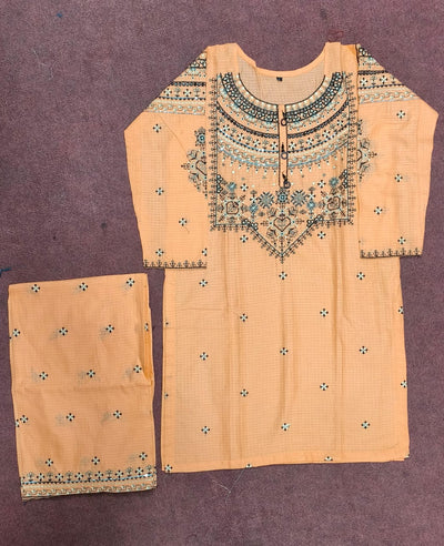 Elegant Hand-Embroidered Cotton Kurti with Dupatta – Traditional & Stylish