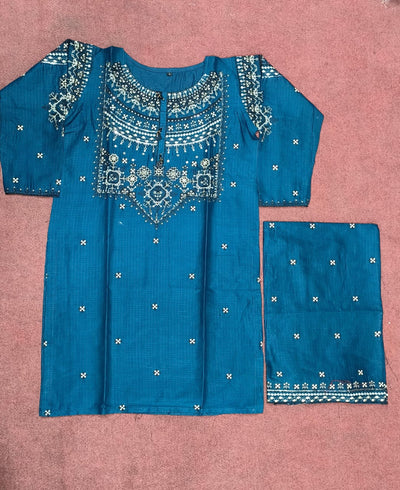 Elegant Hand-Embroidered Cotton Kurti with Dupatta – Traditional & Stylish