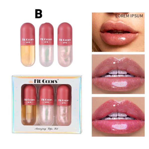 Set Of 3 Lip Oil Gloss Volumising Lip Plump Enhancer Fuller Lip
