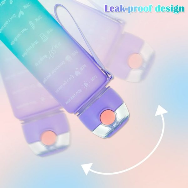 3-Piece Motivational Water Bottle Set – Leakproof & Time Marker