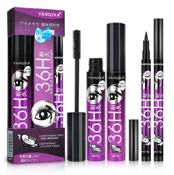"Yanqina 2-in-1 Black Liquid Eyeliner & 3D Mascara Set"
